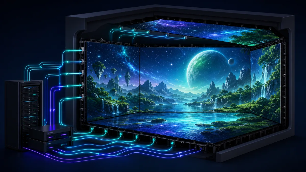 แผนผัง Master Canvas รวมผนัง พื้น และเพดานของห้องจอ LED Immersive