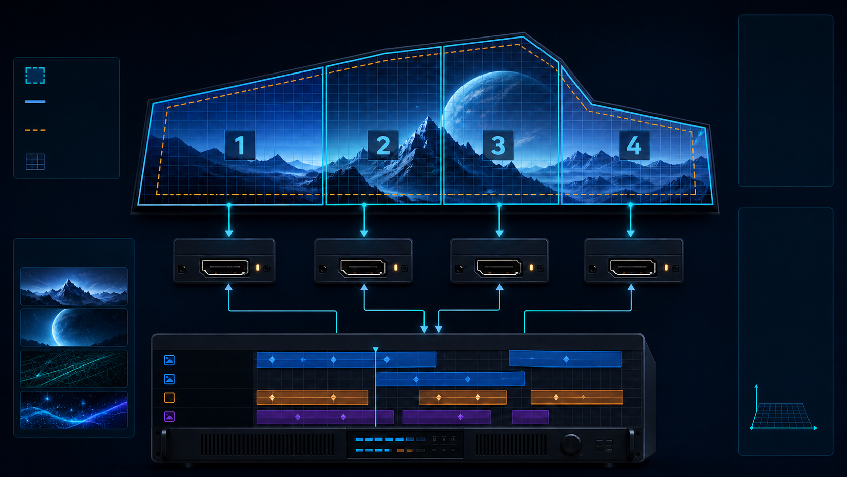 KYSTAR Kommander Virtual Screen แบ่ง Output 1 ถึง 4 สำหรับจอ LED รูปทรงพิเศษ