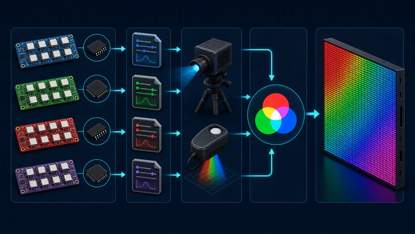 วิธีปรับสีจอ LED Full Color ด้วยการแยกโปรไฟล์ตามล็อตและ Driver IC