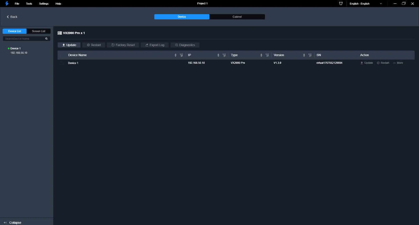 หน้าจอ Maintenance สำหรับอัปเดต Firmware และวิเคราะห์อุปกรณ์ใน Unico