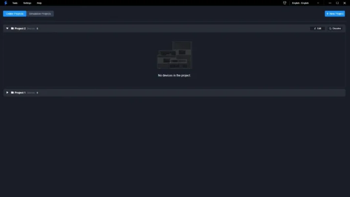 หน้าจอจัดการ Online Project ในโปรแกรม Unico Control Platform สำหรับ NovaStar VX Pro